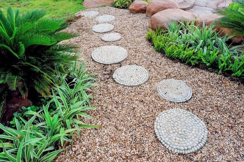 Design the back garden with footpaths