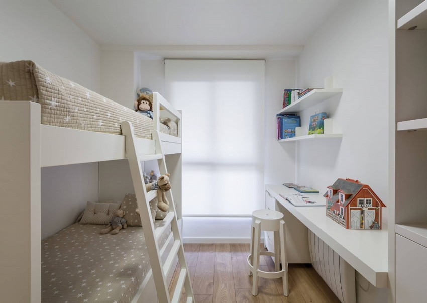 minimalist children's room design with bunk beds