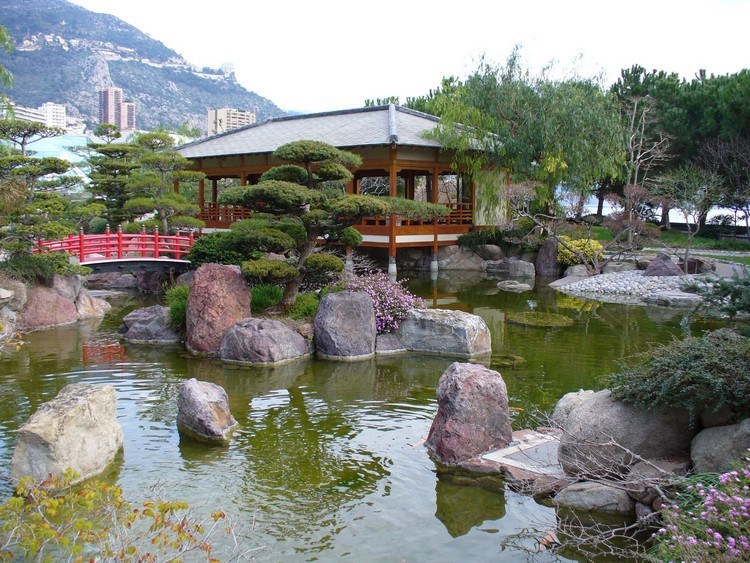 Japanese garden with a gazebo