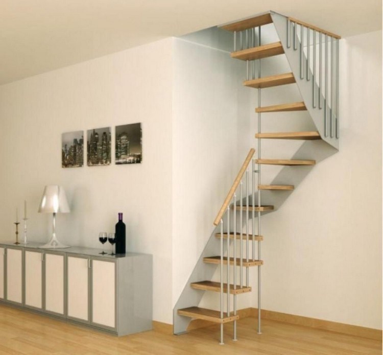 right-angled, narrow staircase