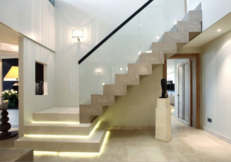 Lighted White Stair Design