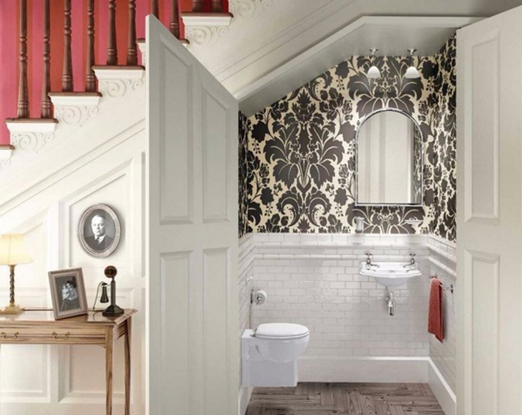 Victorian-style Bathroom under a Staircase