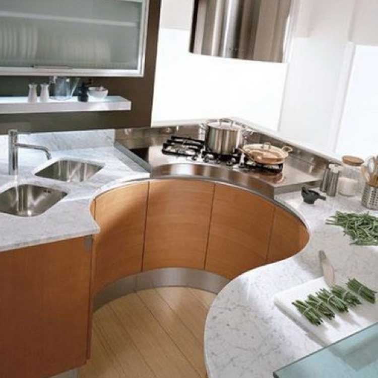 Kitchen with Curved Kitchen Set