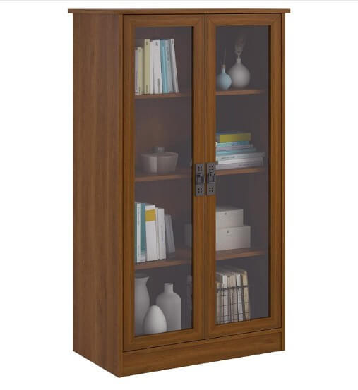 Ameriwood Home Quinton Point 4 shelves Bookcase with Glass Doors