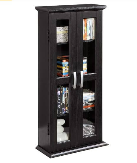 Walker Edison 4 Tier Shelf Bookshelf Cabinet Doors