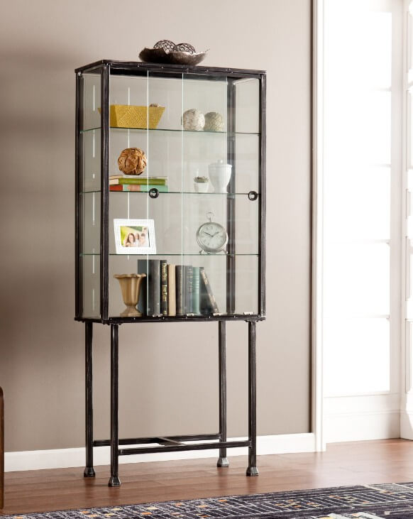 glass cabinet with glass doors