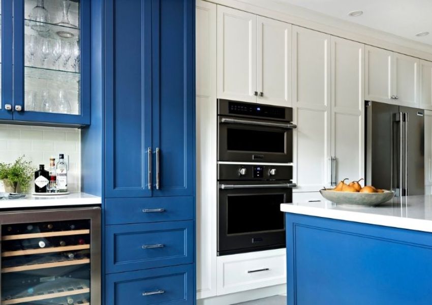 deep indigo hue blue kitchen cabinets