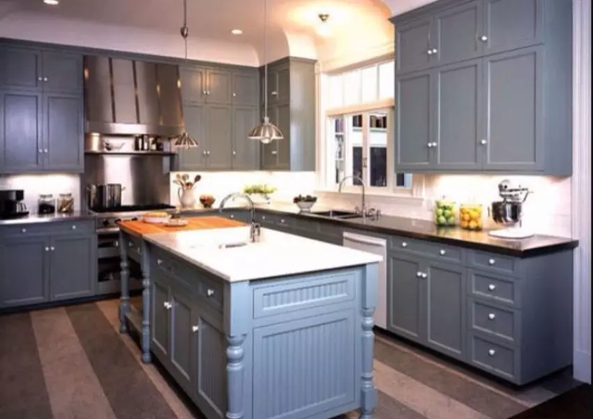 slate blue kitchen cabinets