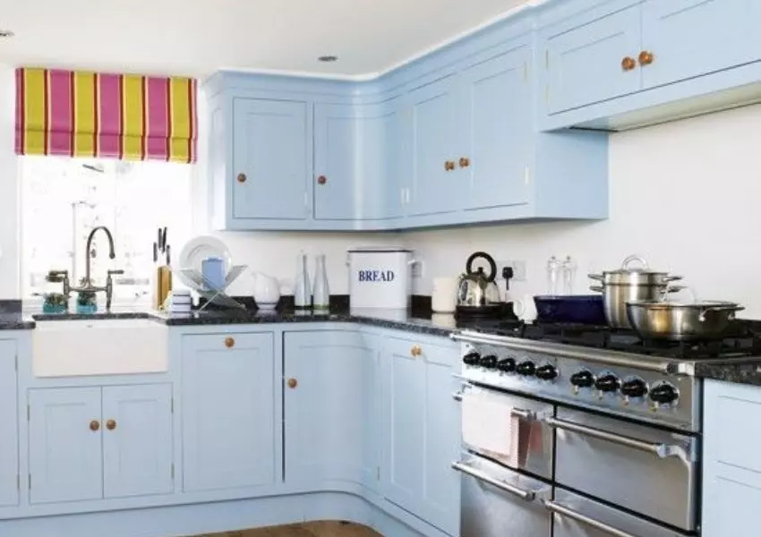 soft sky blue kitchen cabinets